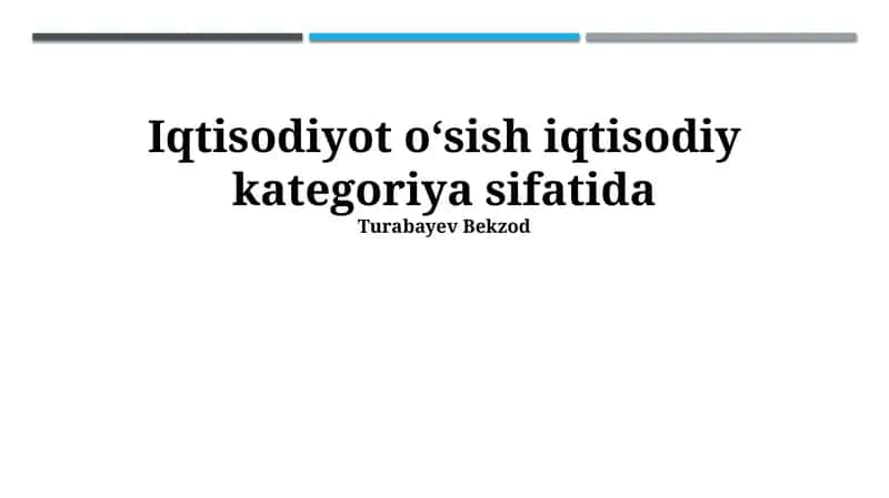 Iqtisodiy O'sish Omillari
