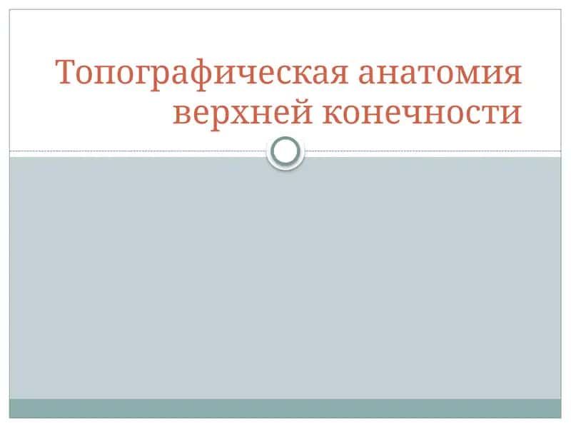 Топографическая анатомия верхней конечности