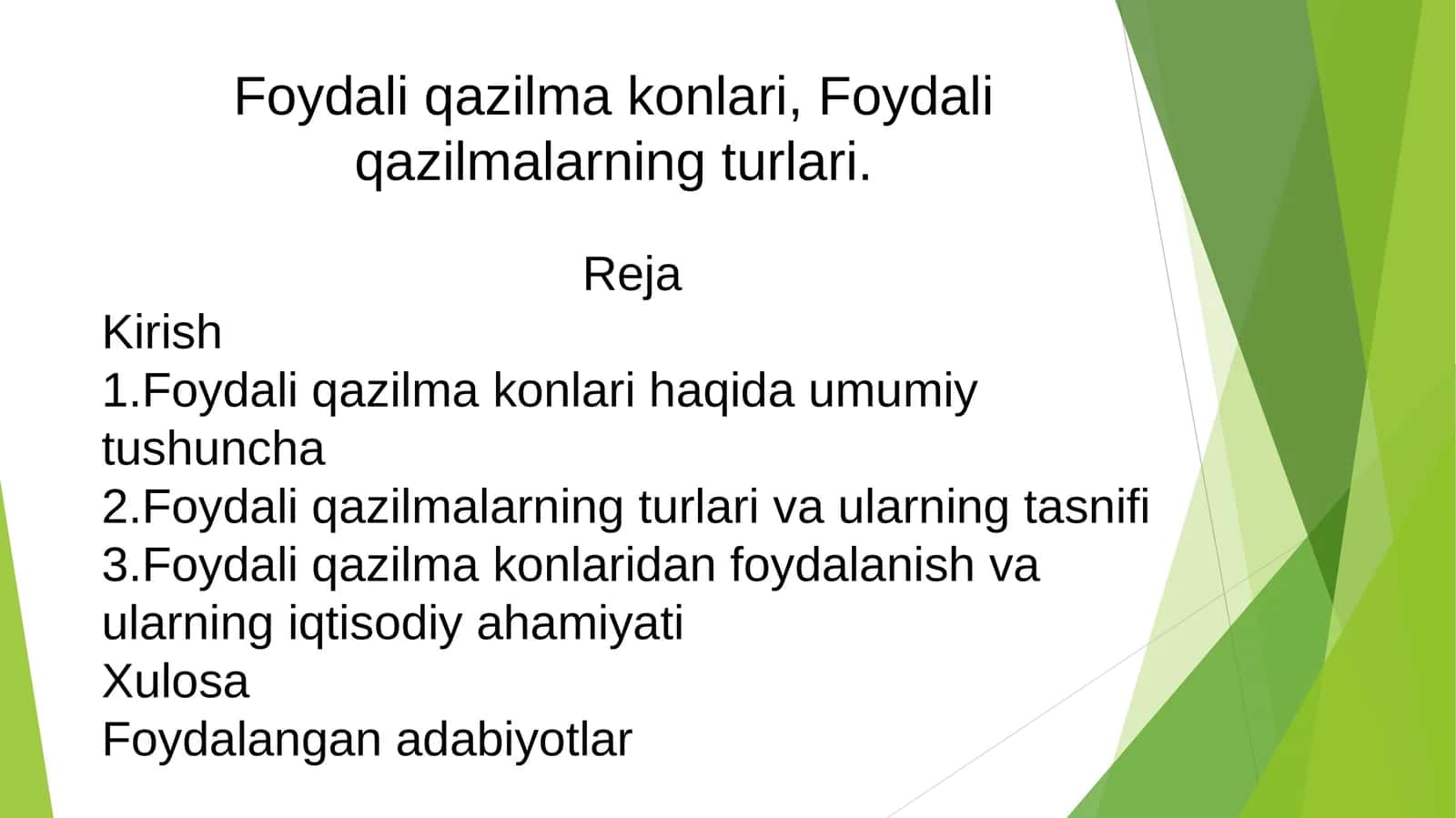 Foydali qazilma konlari, Foydali qazilmalarning turlari.