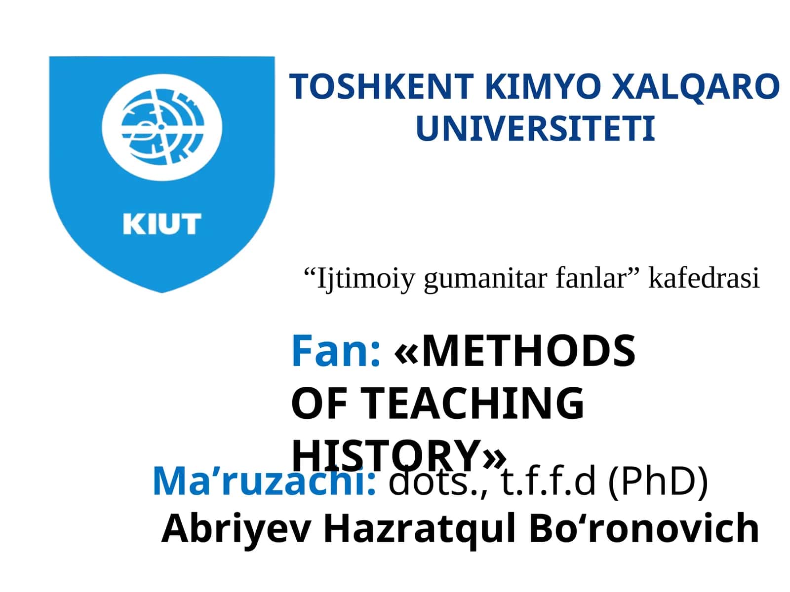 METHODS OF TEACHING HISTORY