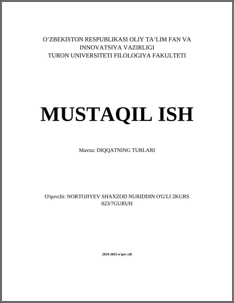 DIQQATNING TURLARI