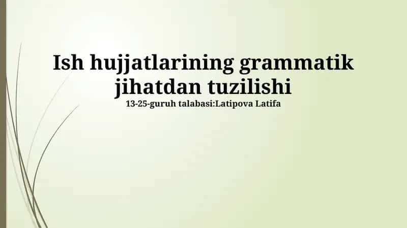 Da'vo Hujjatlarining Grammatik Tuzilishi