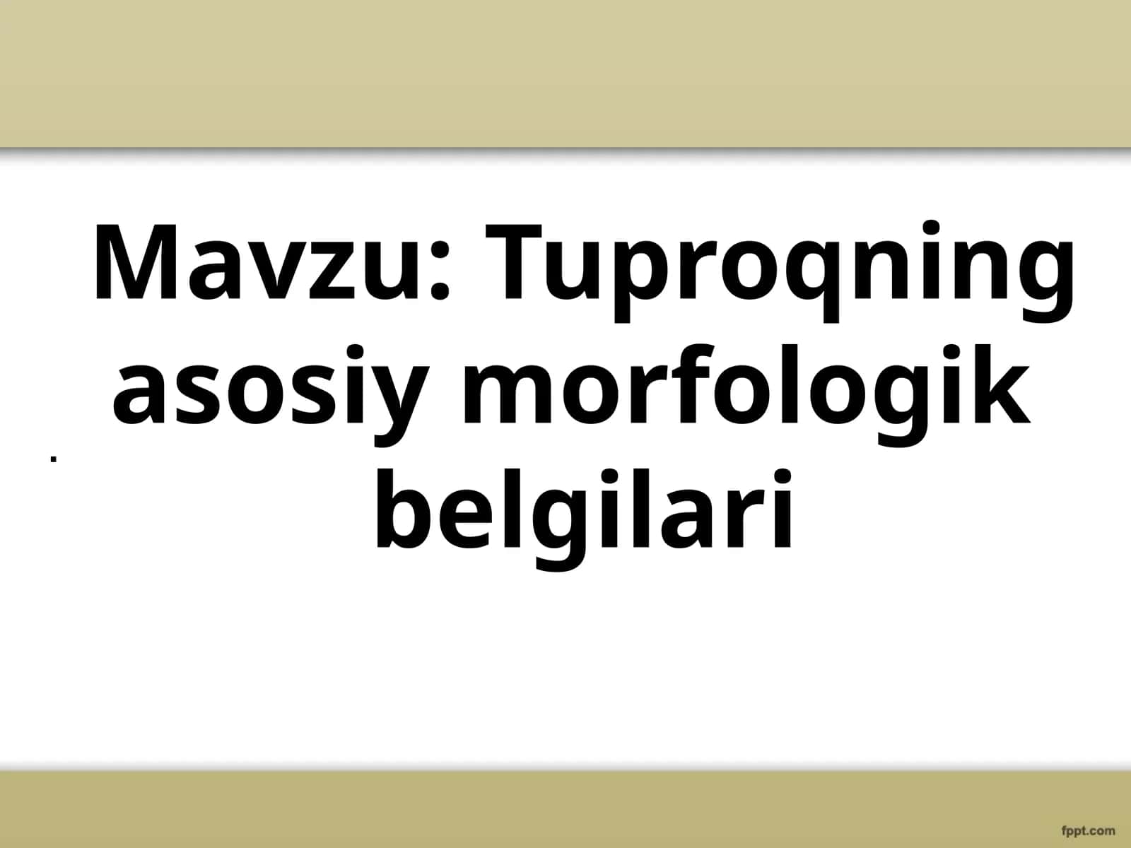 Tuproqning asosiy morfologik belgilari