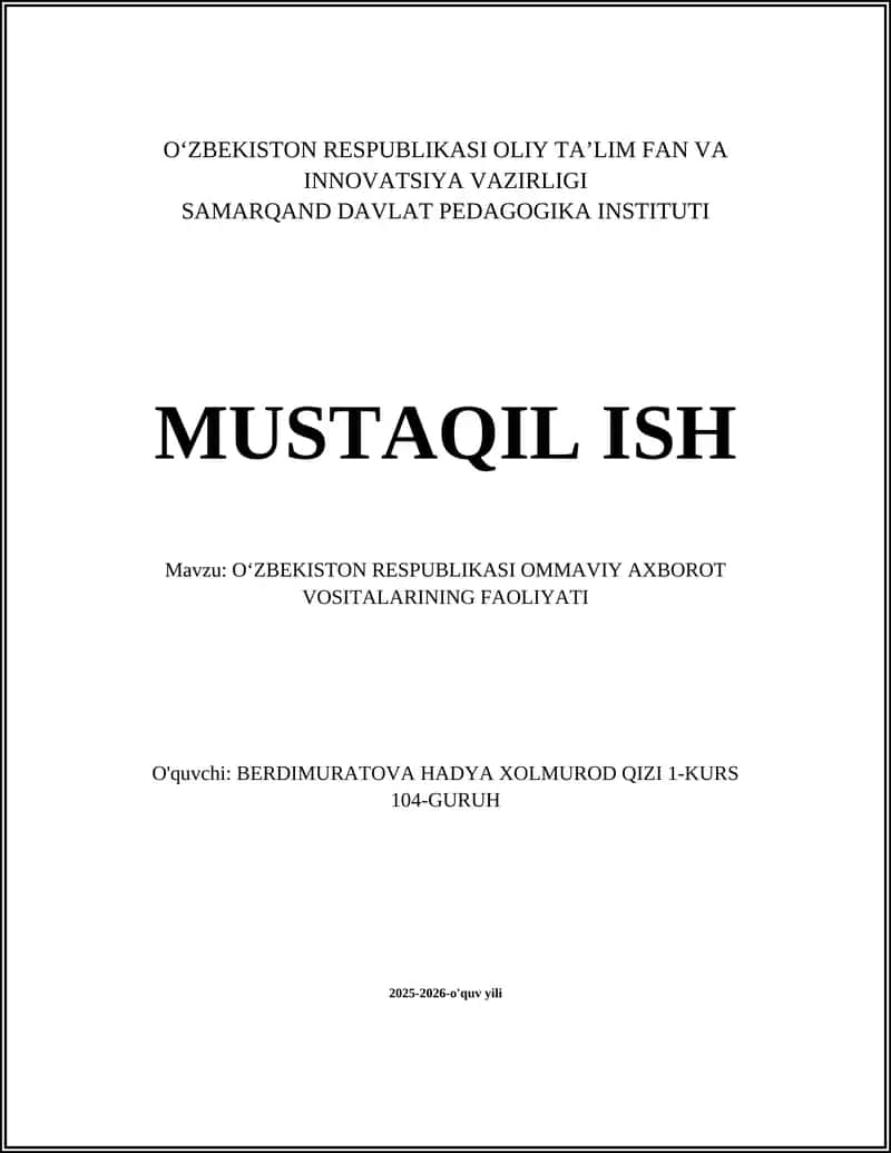 O'AVning huquqiy asoslari va qonunchilik