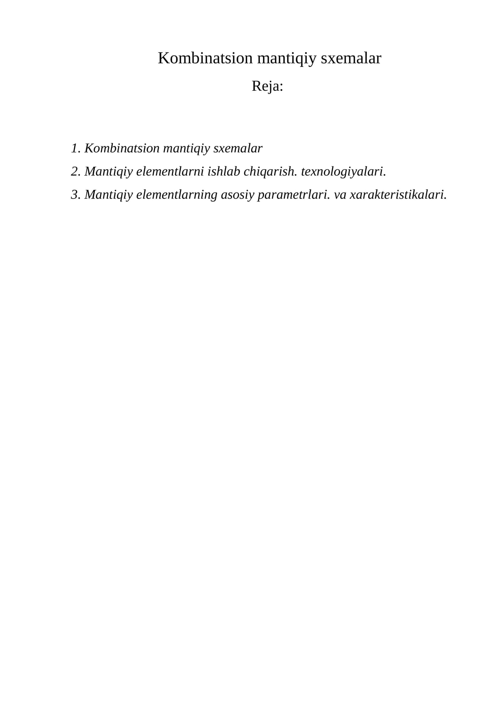 Kombinatsion mantiqiy sxemalar