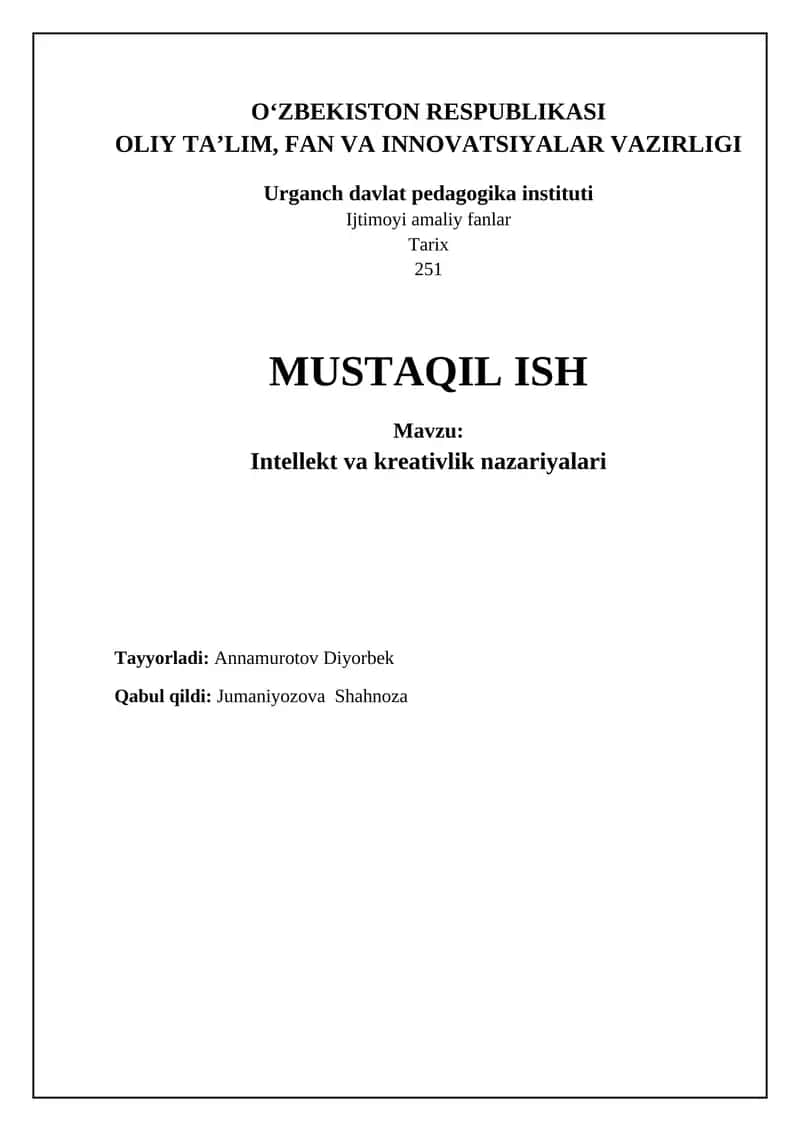 Intellekt va kreativlik nazariyalari