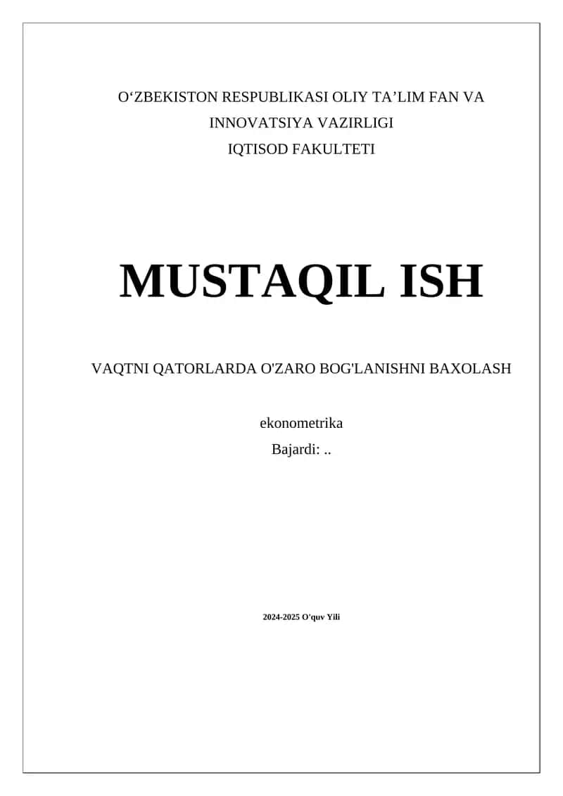 Vaqt qatorlari tahlili