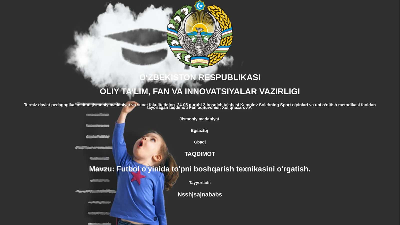 Futbol o'yinida to'pni boshqarish texnikasini o'rgatish