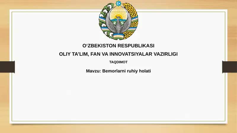 Bemorlarni ruhiy holati