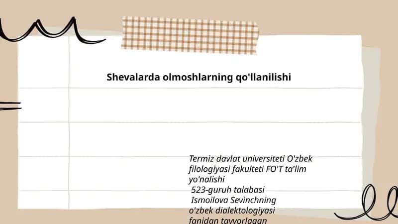 Shevalarda olmoshlarning qo'llanilishi