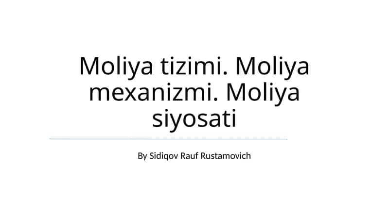 Moliya tizimi