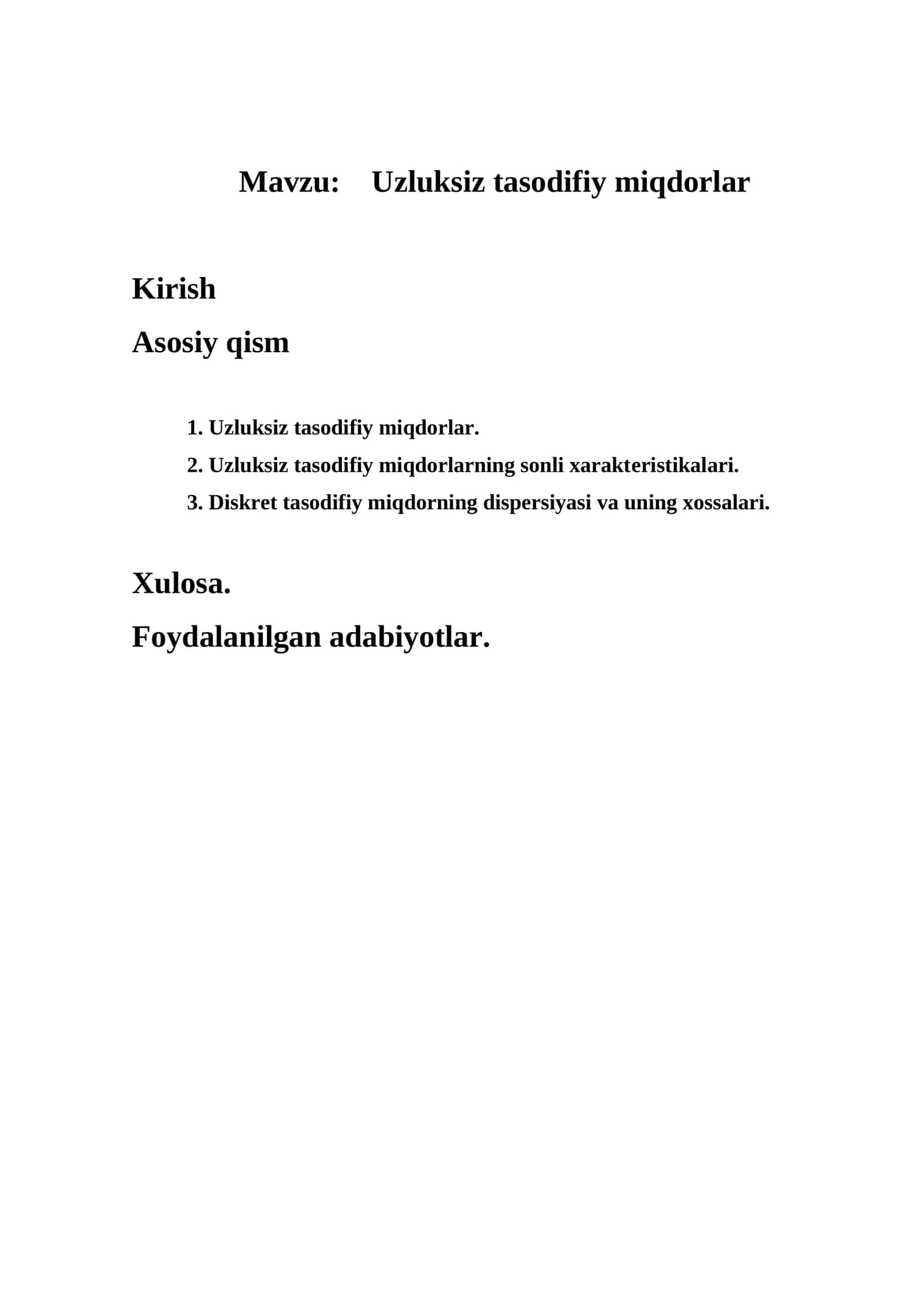 Uzluksiz tasodifiy miqdorlar