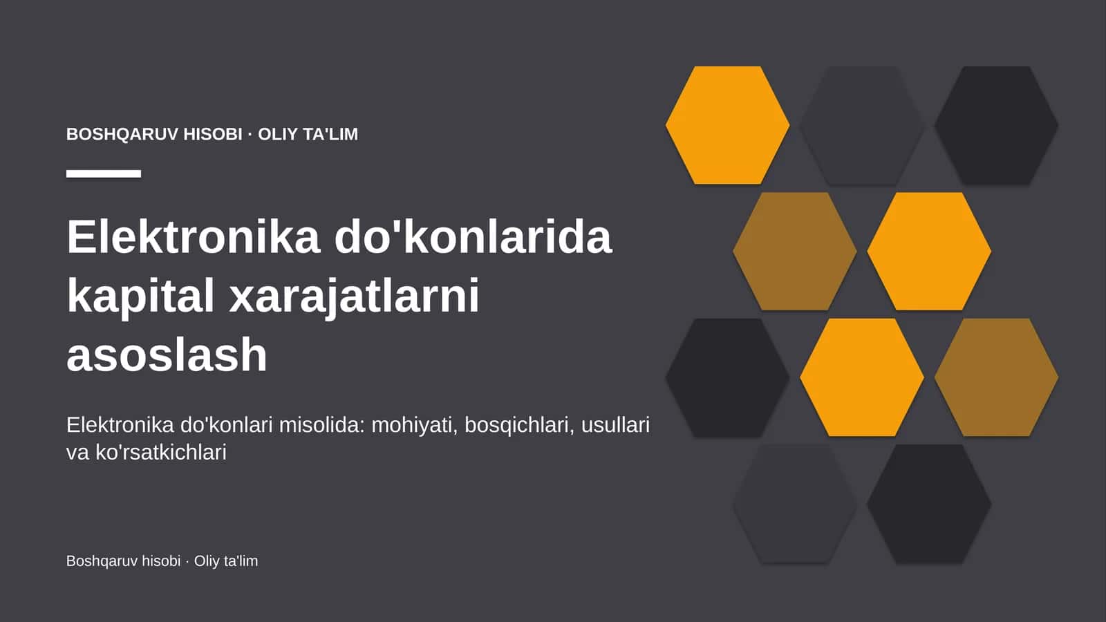 Elektronika do'konlarida kapital xarajatlarni asoslash