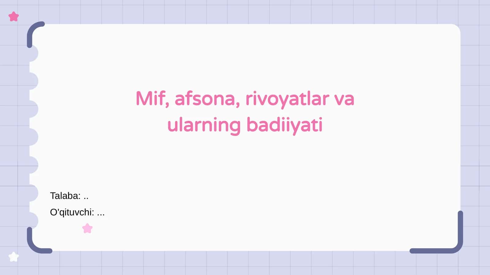 Mif, afsona, rivoyatlar va ularning badiiyati