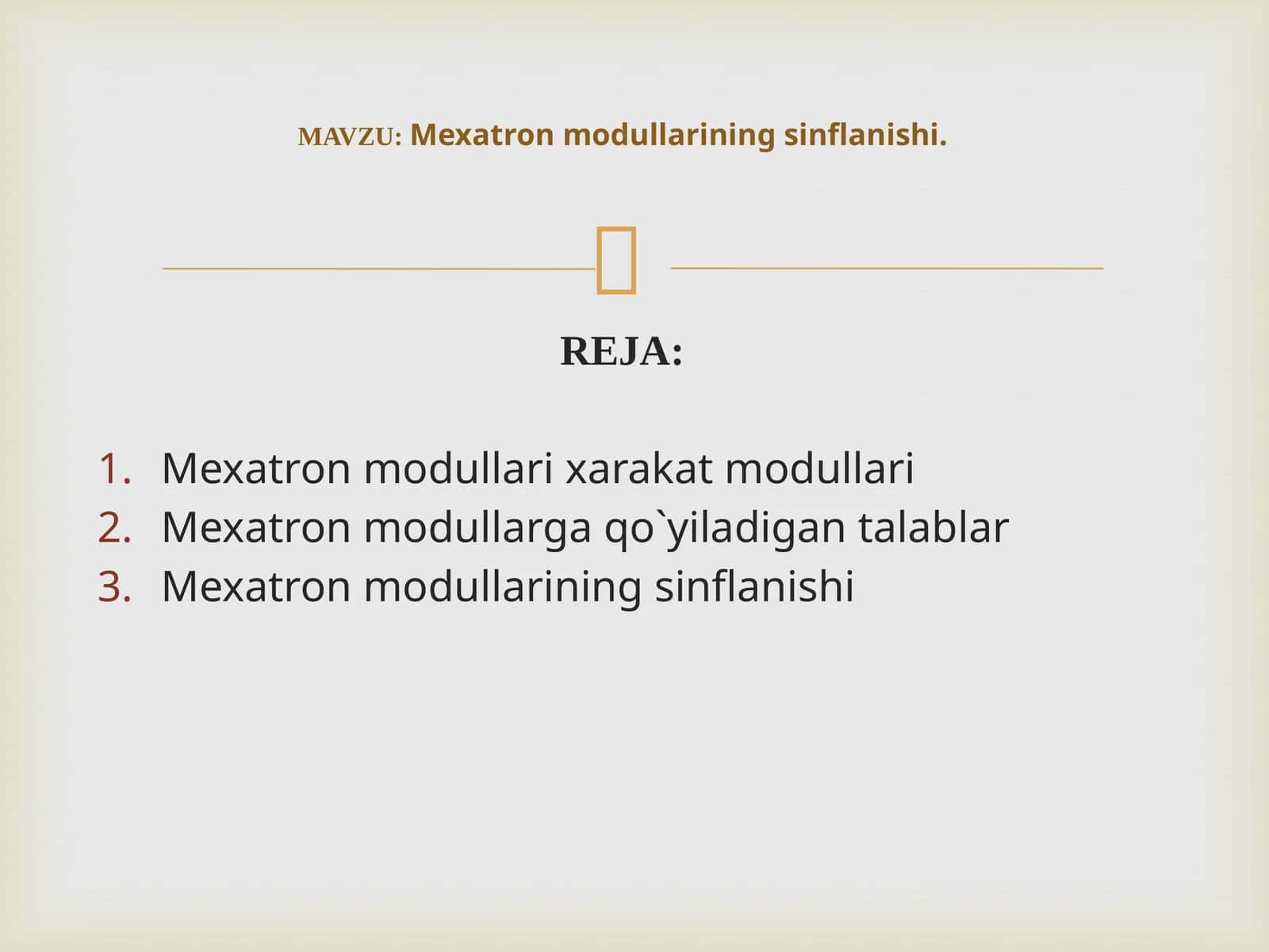 Mexatron modullarining sinflanishi