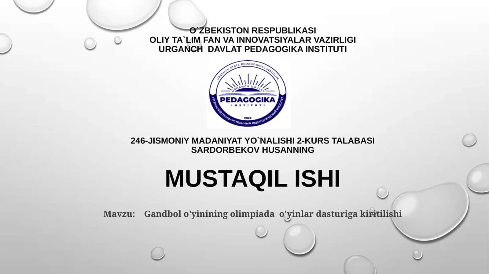 Gandbol o'yinining olimpiada o'yinlar dasturiga kiritilishi