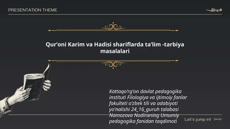 Qurʼoni Karim va Hadisi shariflarda taʼlim -tarbiya masalalari
