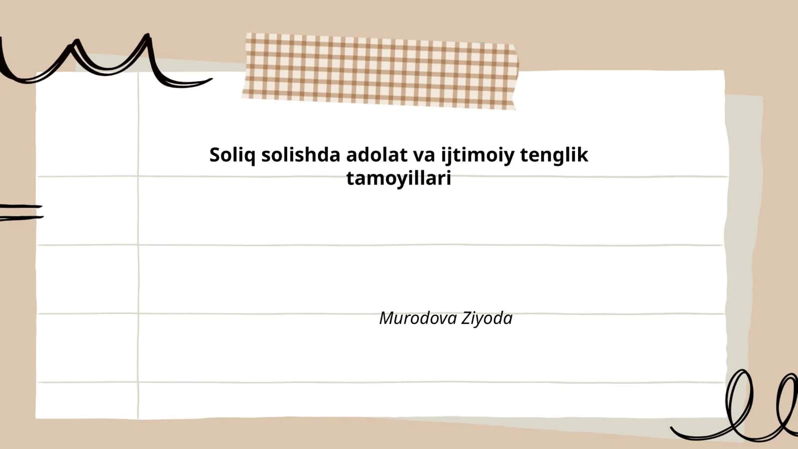 Soliq adolati va ijtimoiy tenglik: tushuncha va tamoyillar