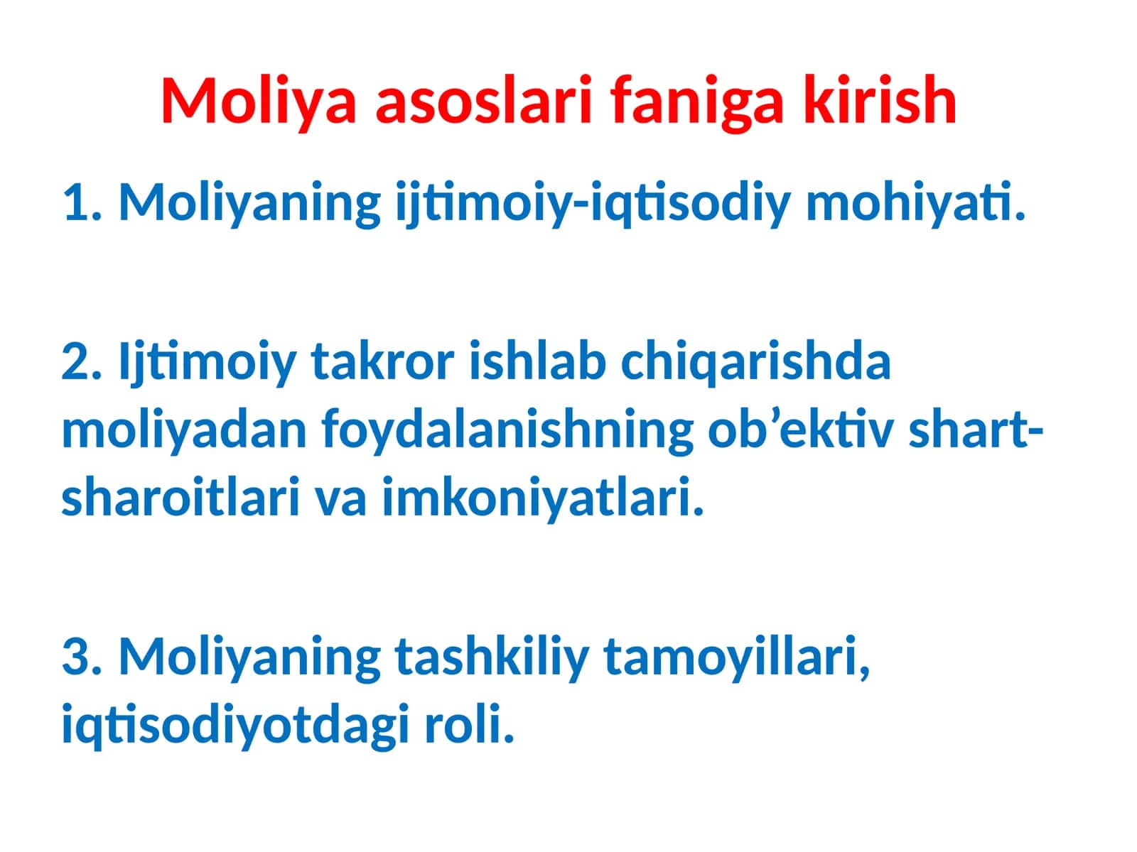 Moliyaasoslarifanigakirish