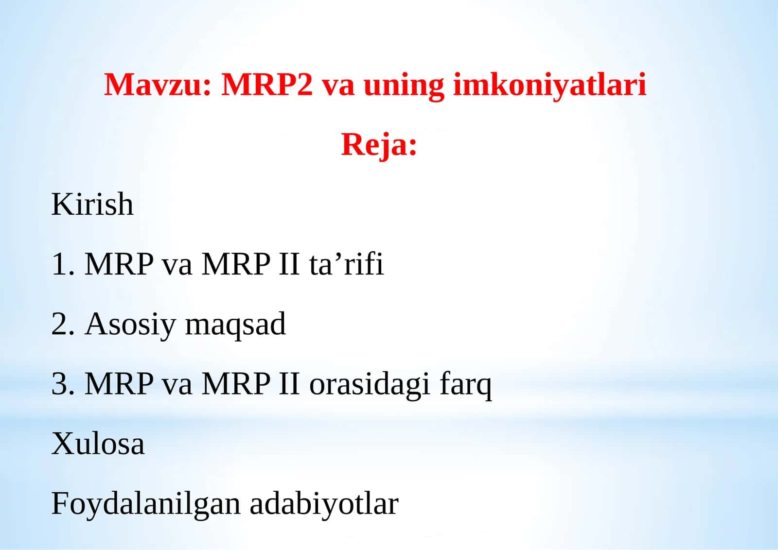 MRP va MRP II ta’rifi