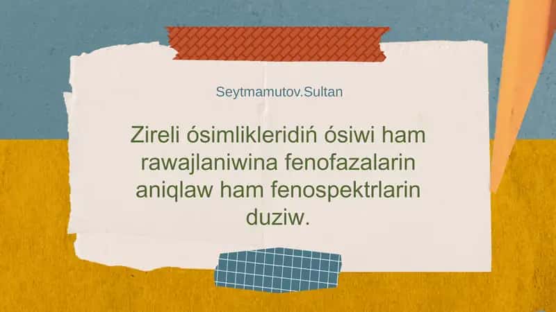 Ziralı ósimliklerdiń ósiwi hám rawajlanıwı