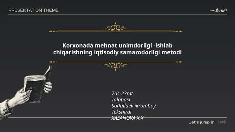 Mehnat unumdorligi - ishlab chiqarishning iqtisodiy samarodorligi metodi