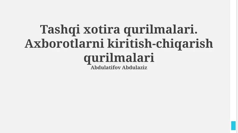 Tashqi xotira qurilmalari