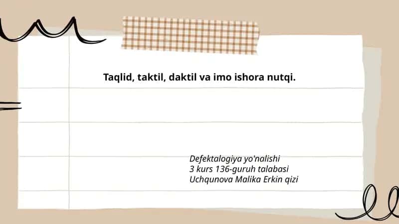 Taqlid, Taktil, Daktil va Imo Ishora Nutqi