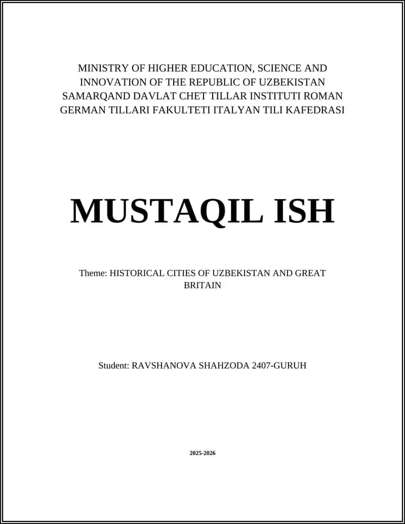 SAMARQAND DAVLAT CHET TILLAR INSTITUTI ROMAN GERMAN TILLARI FAKULTETI