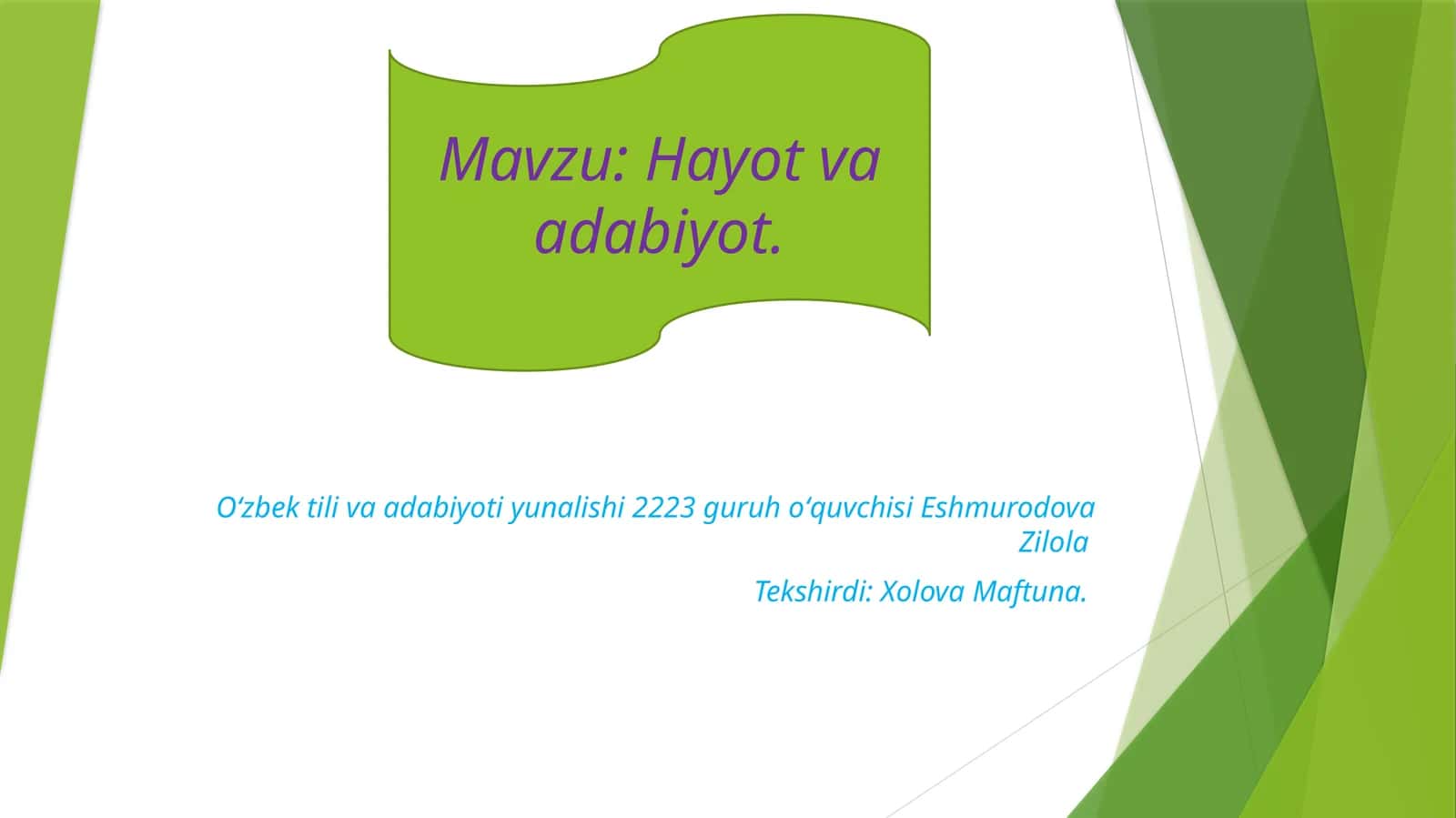 Hayot va adabiyot