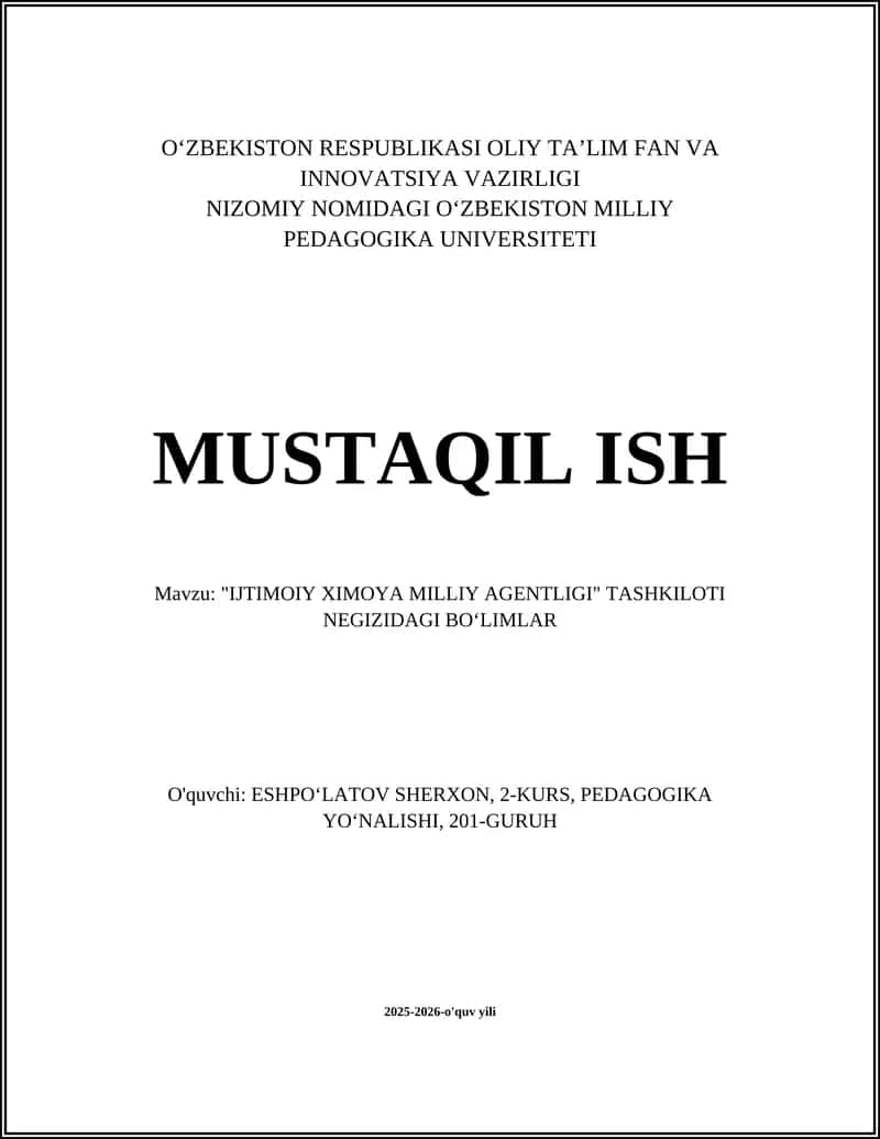 IJTIMOIY XIMOYA MILLIY AGENTLIGI