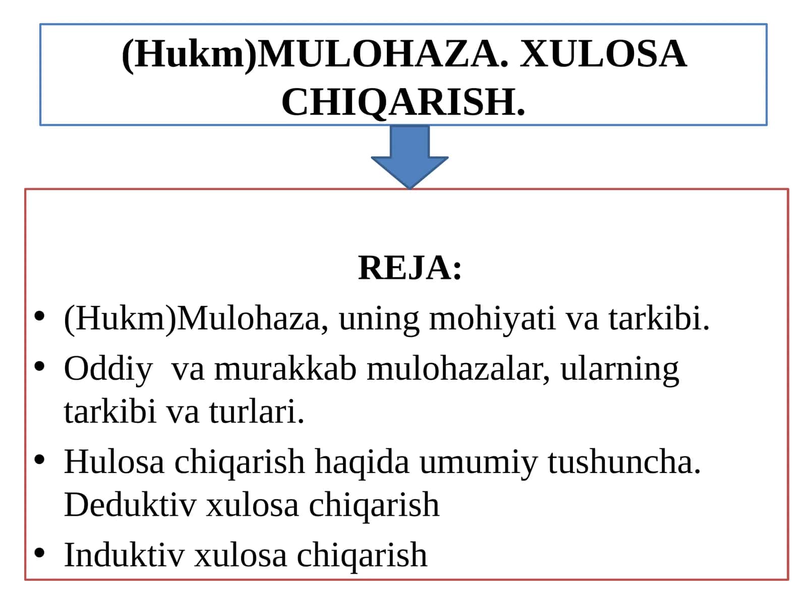 (Hukm)MULOHAZA. XULOSA CHIQARISH