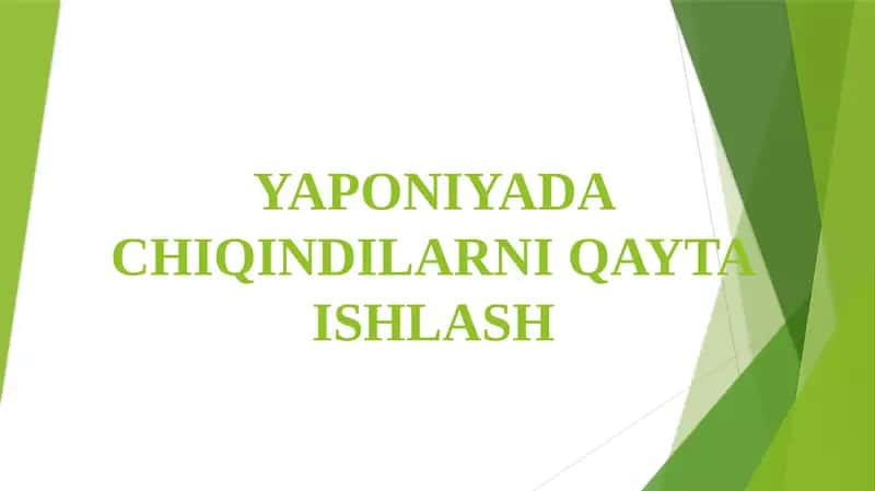 Chiqindilarni Yo'q qilish va Tozalash