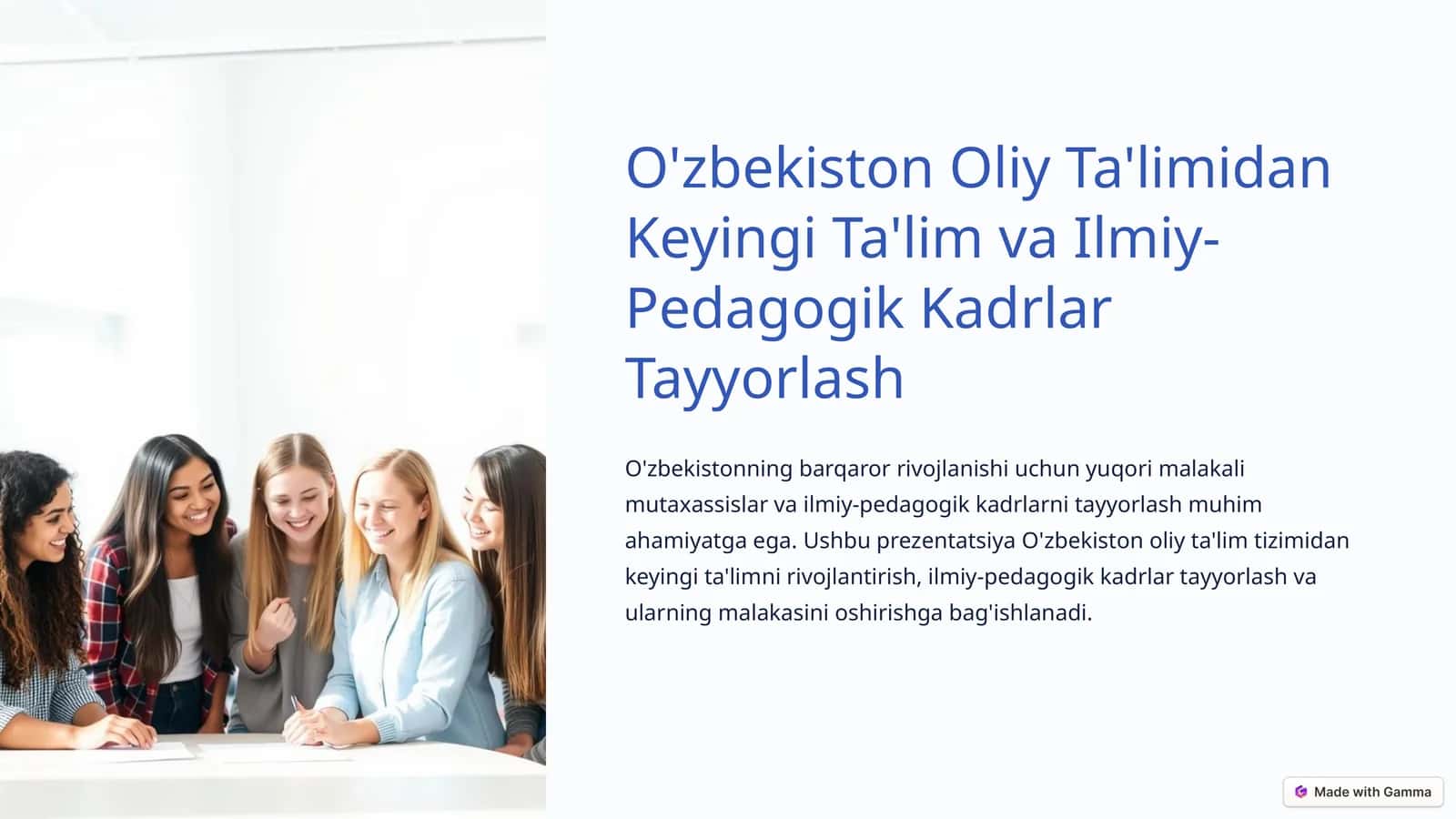O'zbekiston Oliy Ta'limidan Keyingi Ta'lim va Ilmiy-Pedagogik Kadrlar Tayyorlash