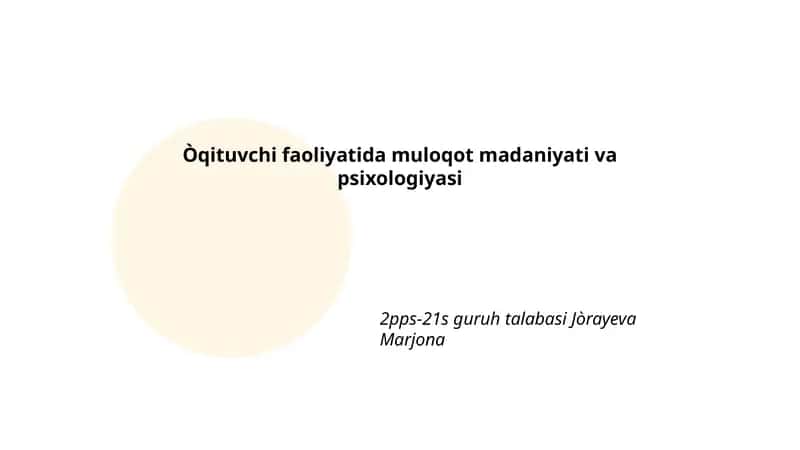 Muloqot madaniyati va psixologiyasi