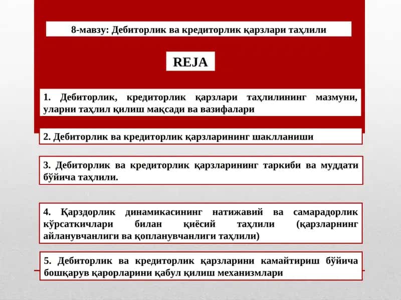 Дебиторлик ва кредиторлик қарзлари таҳлили