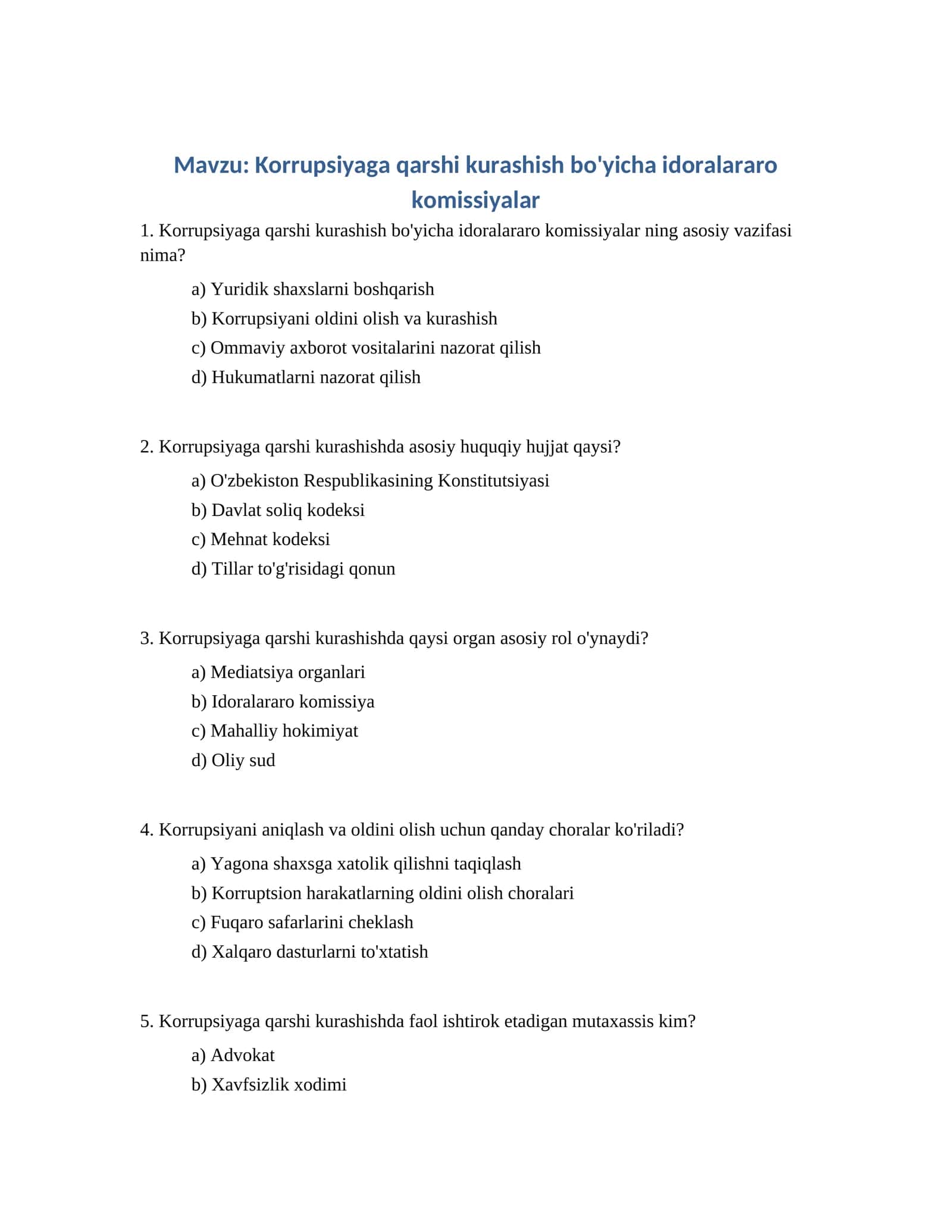 Korrupsiyaga qarshi kurashish bo'yicha idoralararo komissiyalar