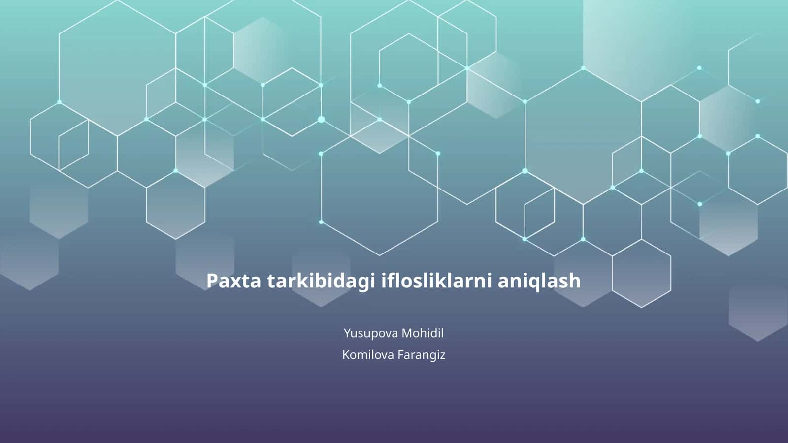 Paxta tarkibidagi iflosliklarni aniqlash