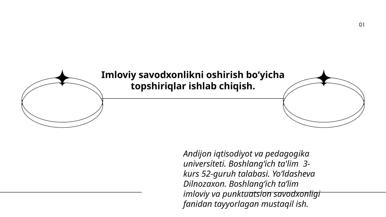 Imloviy savodxonlikni oshirish boʻyicha topshiriqlar ishlab chiqish