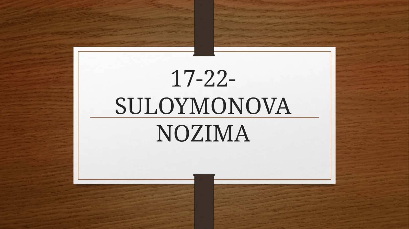 SULOYMONOVA NOZIMA