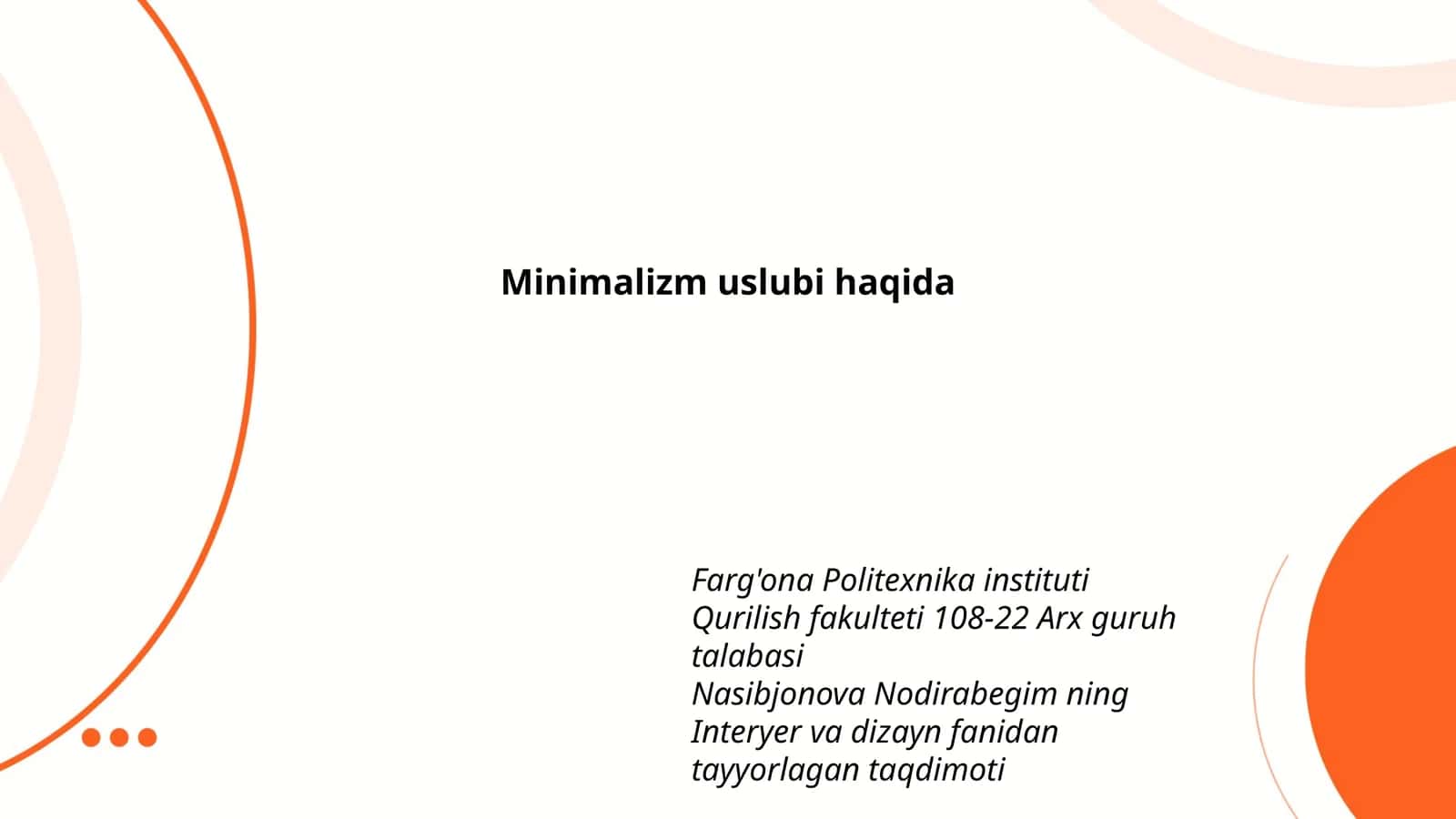 Minimalizm uslubi haqida
