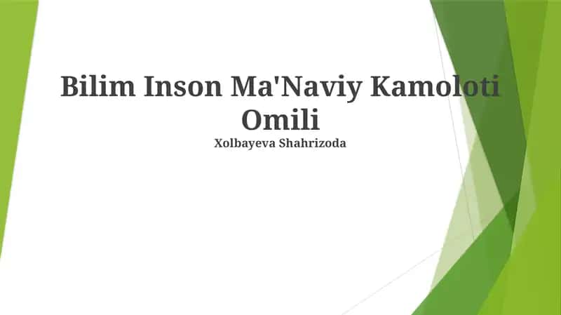 Bilim Inson Ma'Naviy Kamoloti Omili