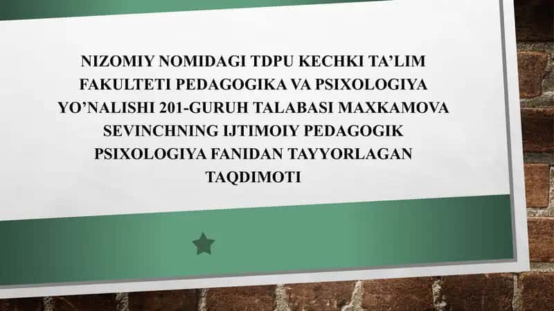Ijtimoiy pedagogika va pedagogik sosiologiya fanining madaniy-tarixiy, ijtimoiy-huquqiy shart-sharoitlari