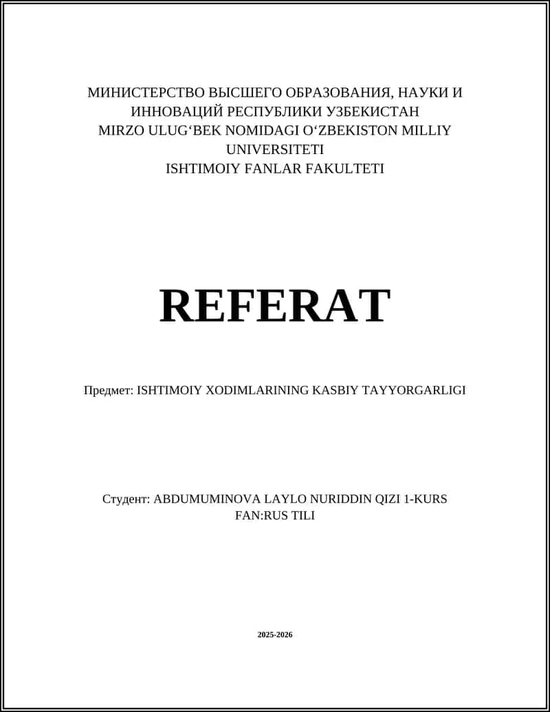 ISHTIMOIY XODIMLARINING KASBIY TAYYORGARLIGI