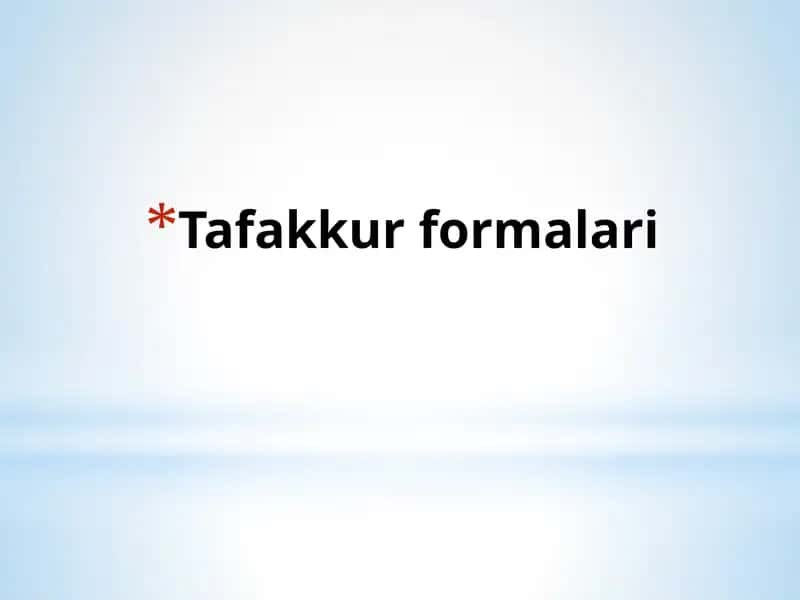 TAFAKKUR PSIXOLOGIYASI PREDMETI