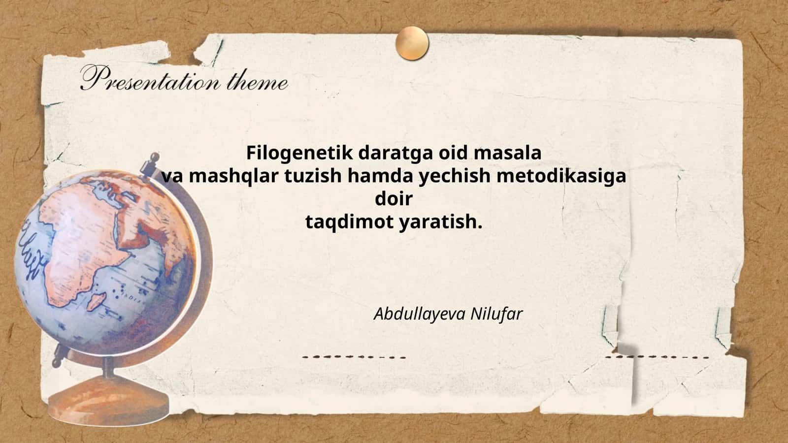 Filogenetik daratga oid masala va mashqlar tuzish metodikasi