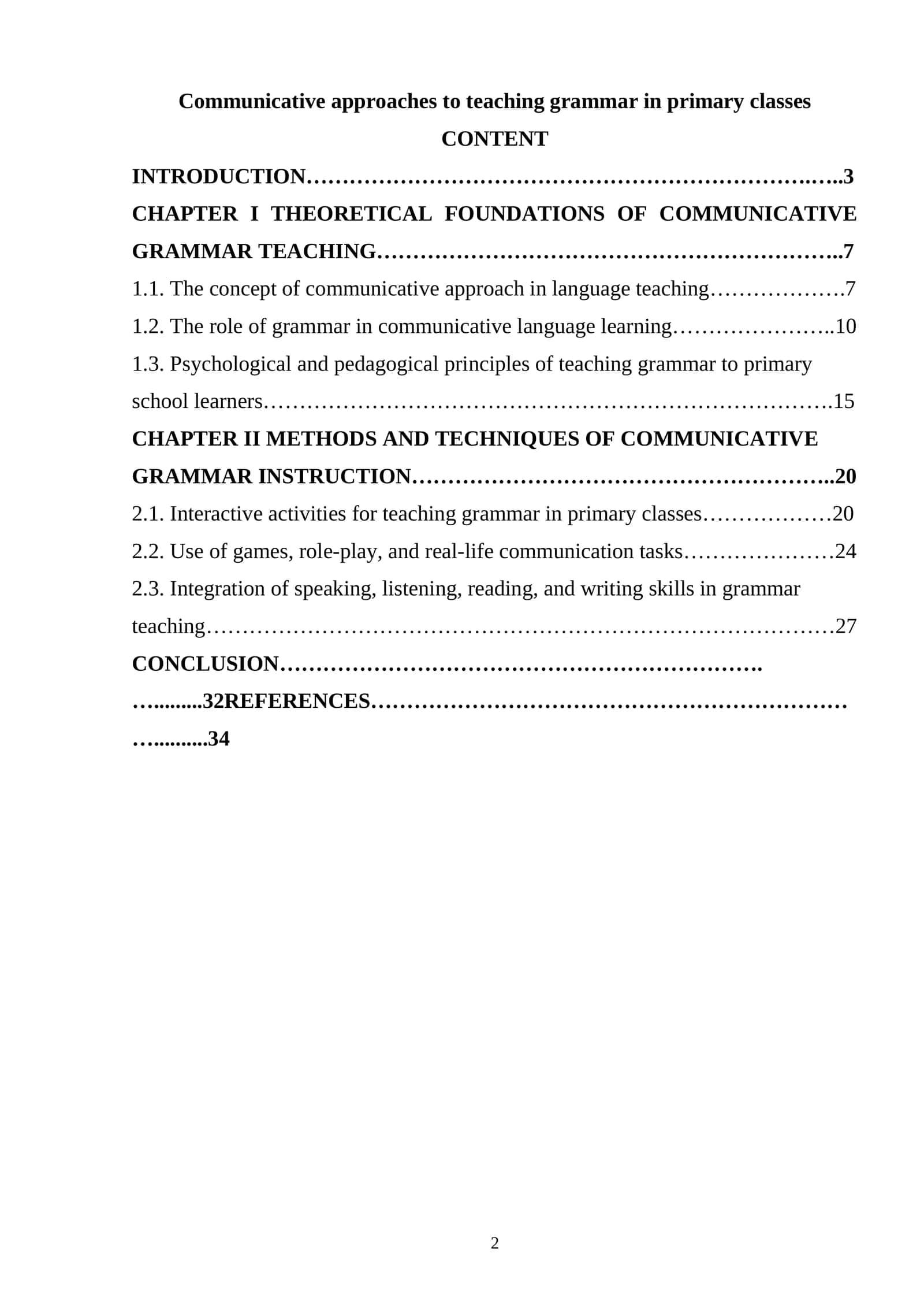 Communicative approaches to teaching grammar in primary classes