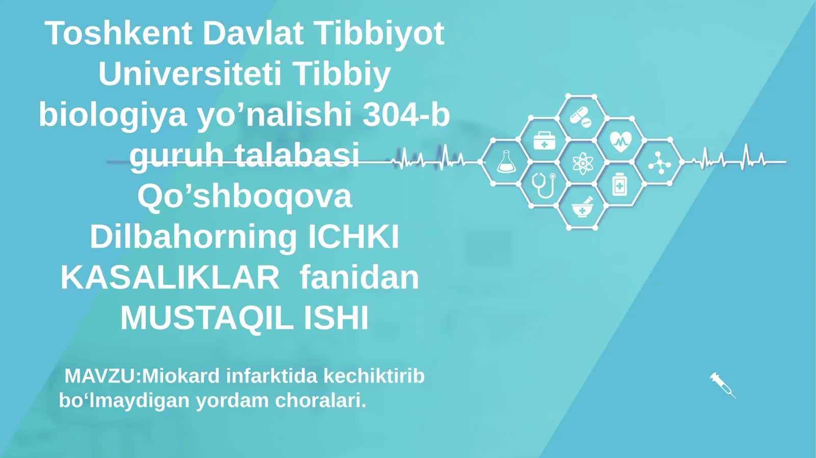 Miokard infarktida kechiktirib bo‘lmaydigan yordam choralari