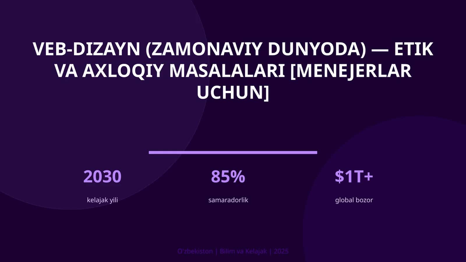 VEB-DIZAYN (ZAMONAVIY DUNYODA) — ETIK VA AXLOQIY MASALALARI [MENEJERLAR UCHUN]