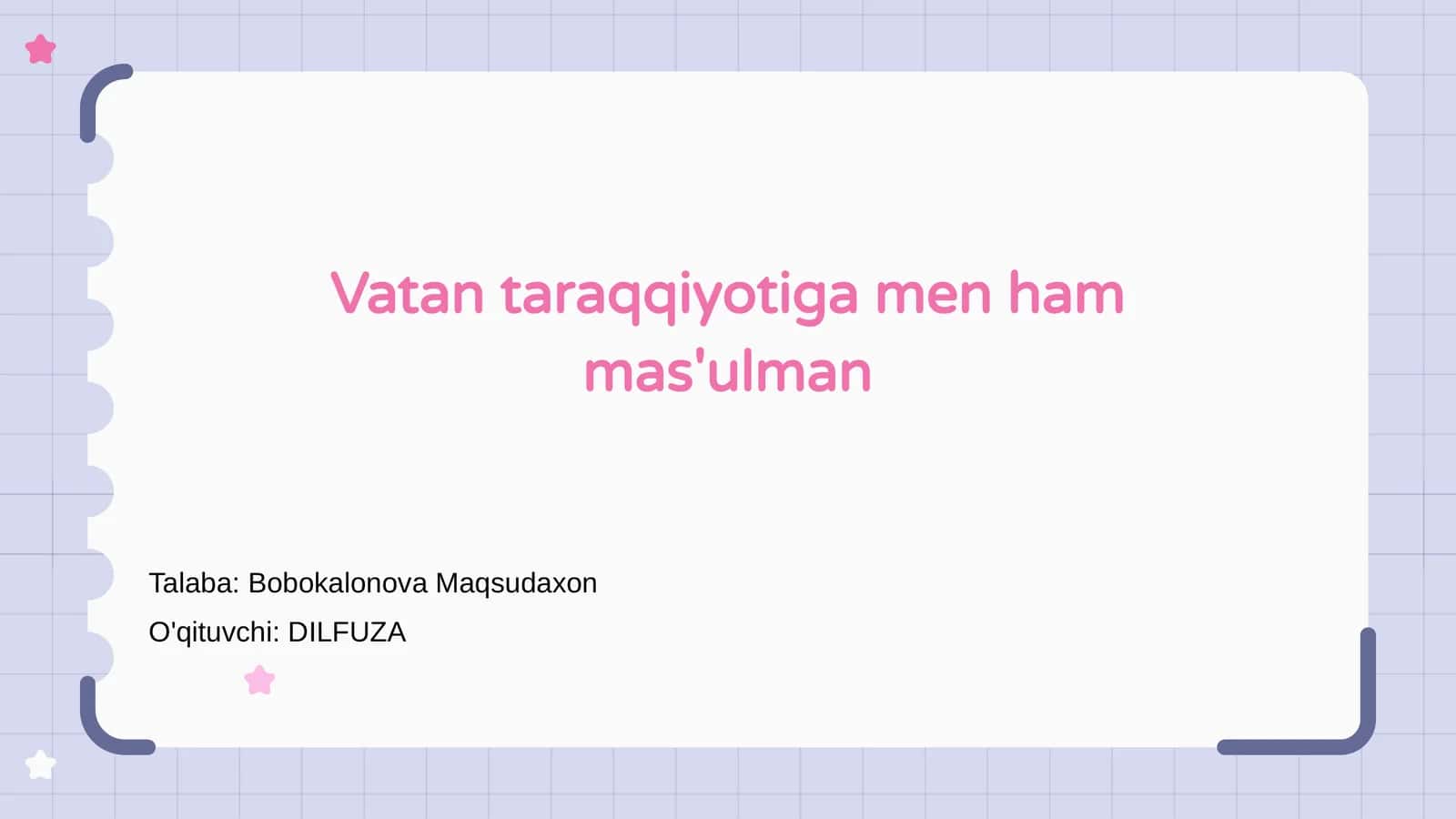 Vatan taraqqiyotiga men ham mas'ulman